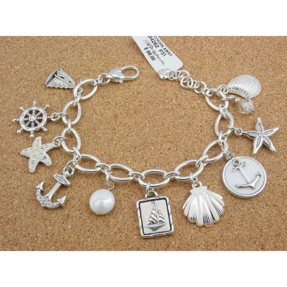 BRIGHTON ANCHORS AWAY NAUTICAL CHARM BRACELET